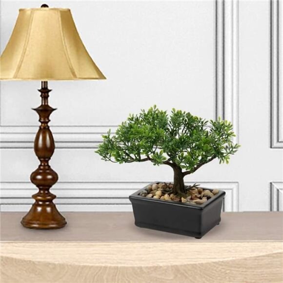 Artificial Bonsai Tree Juniper Faux Plants Indoor Small Fake Plants Decor - Picture 3 of 7